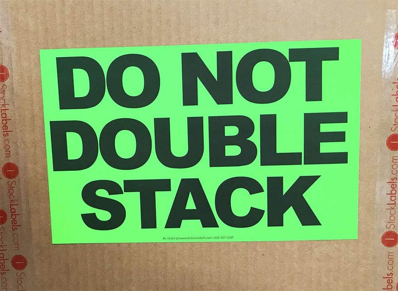 InStockLabels.com Do Not Double Stack Labels Fluorescent Green Pallet Protection 7 x 11 Inch Rectangles 250 Adhesive Stickers - Image 2